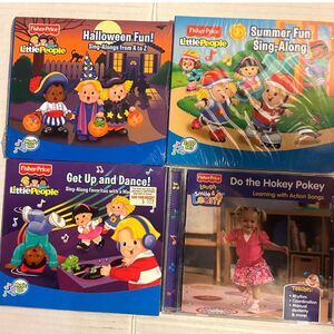 4 Fisher Price Sing Along Kids Toddler Cds Halloween Hokey POkey Summer Fun NEW!